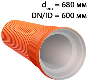 труба гофрированная PP-b Corex двуслойная 680/600 мм