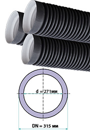 труба ПЭ двухслойная FD Plast 315/271 мм
