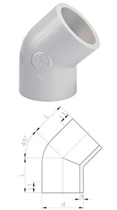 Отвод 45° PP-H Progef Standart