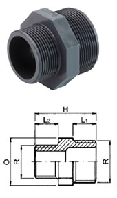 Ниппель резьбовой редукционный R pvc-u Tecno Plastic