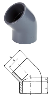 отвод 45° pvc-u Tecno Plastic