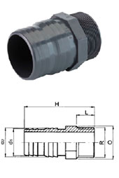 Штуцер для шланга с наружной резьбой R pvc-u Tecno Plastic