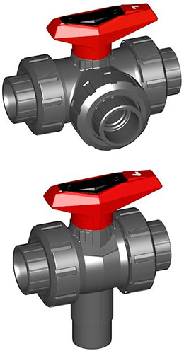 Трёхходовой шаровый кран PVC-U тип 543
